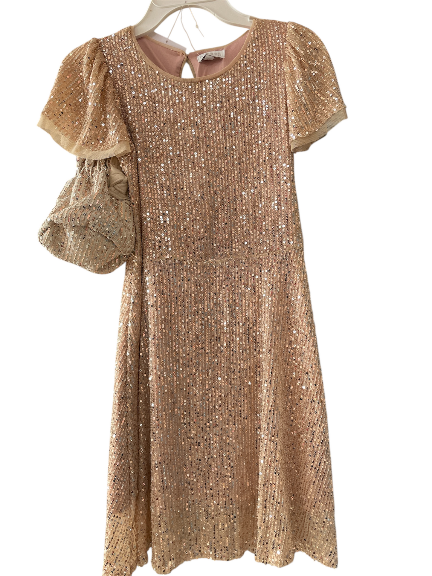 Vestido lentejuelas crema