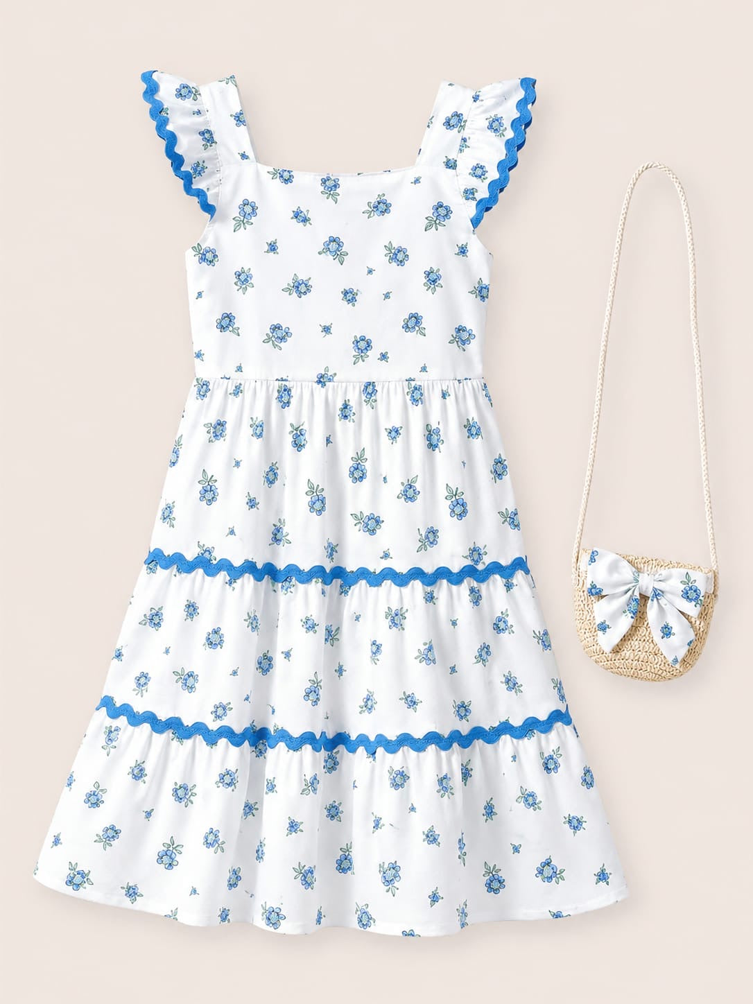 VESTIDO FLOREADO CON CARTERA