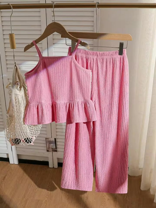 CONJUNTO ROSA DE TEJIDO GRANDE