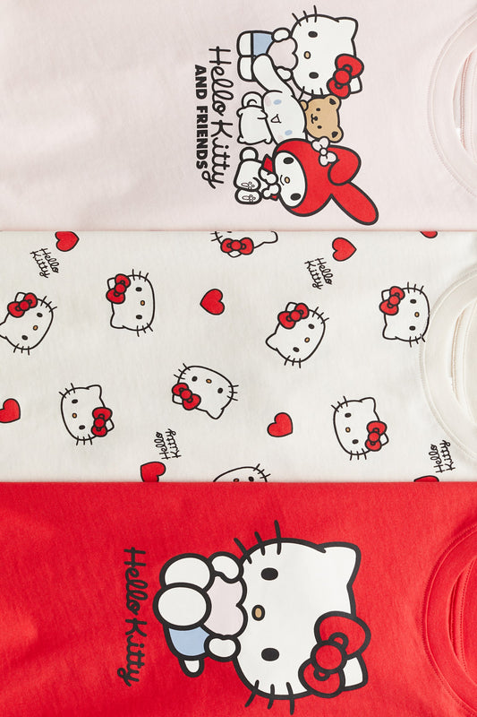 CAMISETAS HELLO KITTY ROSA, ROJO Y BEIGE