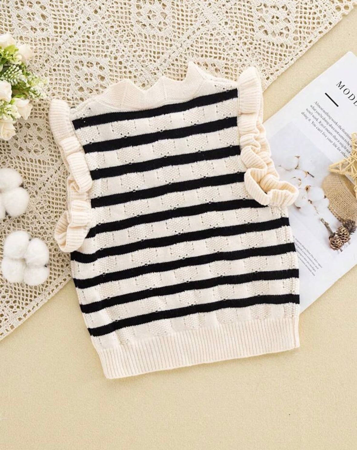 Blusa tela punto corazón y rayas