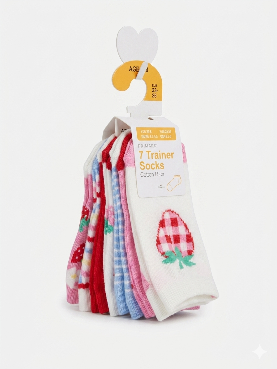 PAQUETE DE 7 PARES DE CALCETINES FRESA