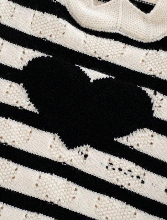 Blusa tela punto corazón y rayas