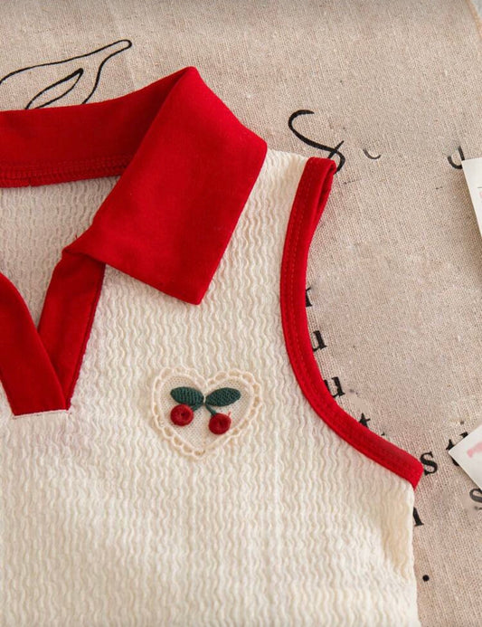 CONJUNTO FALDA SHORT CEREZA