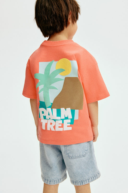 CAMISETA NARANJA PALM TREE
