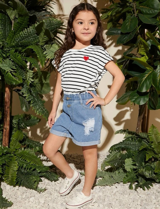 Camiseta Corazon Rayada