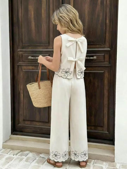 Conjunto Beige Floreal Chongos espalda