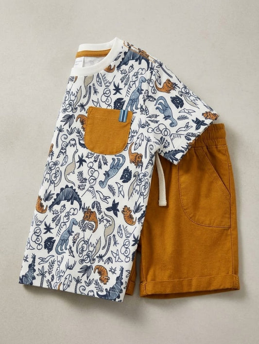 CONJUNTO CAFE ESTAMPADO DINOSAURIO jarvis archer