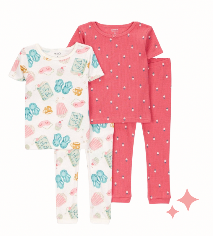 Pijama Blanca y Salmon