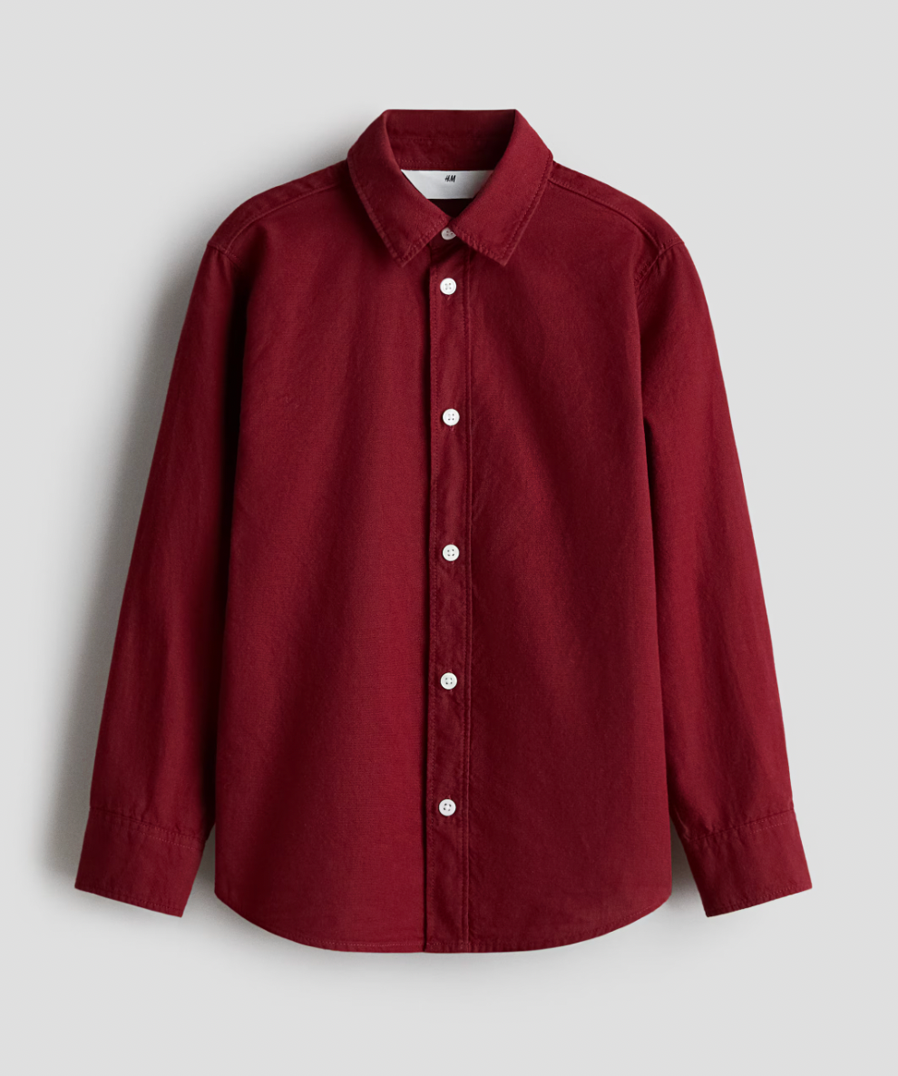 CAMISA BOTONES H&M OCRE NIÑO GRANDE