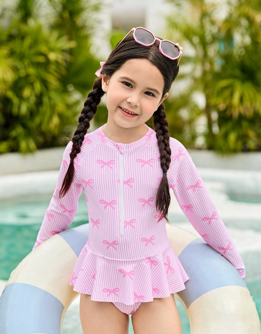 Traje de baño chongos Coquette niña pequeña
