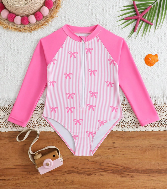 Traje de baño chongos Coquette niña pequeña fuscia