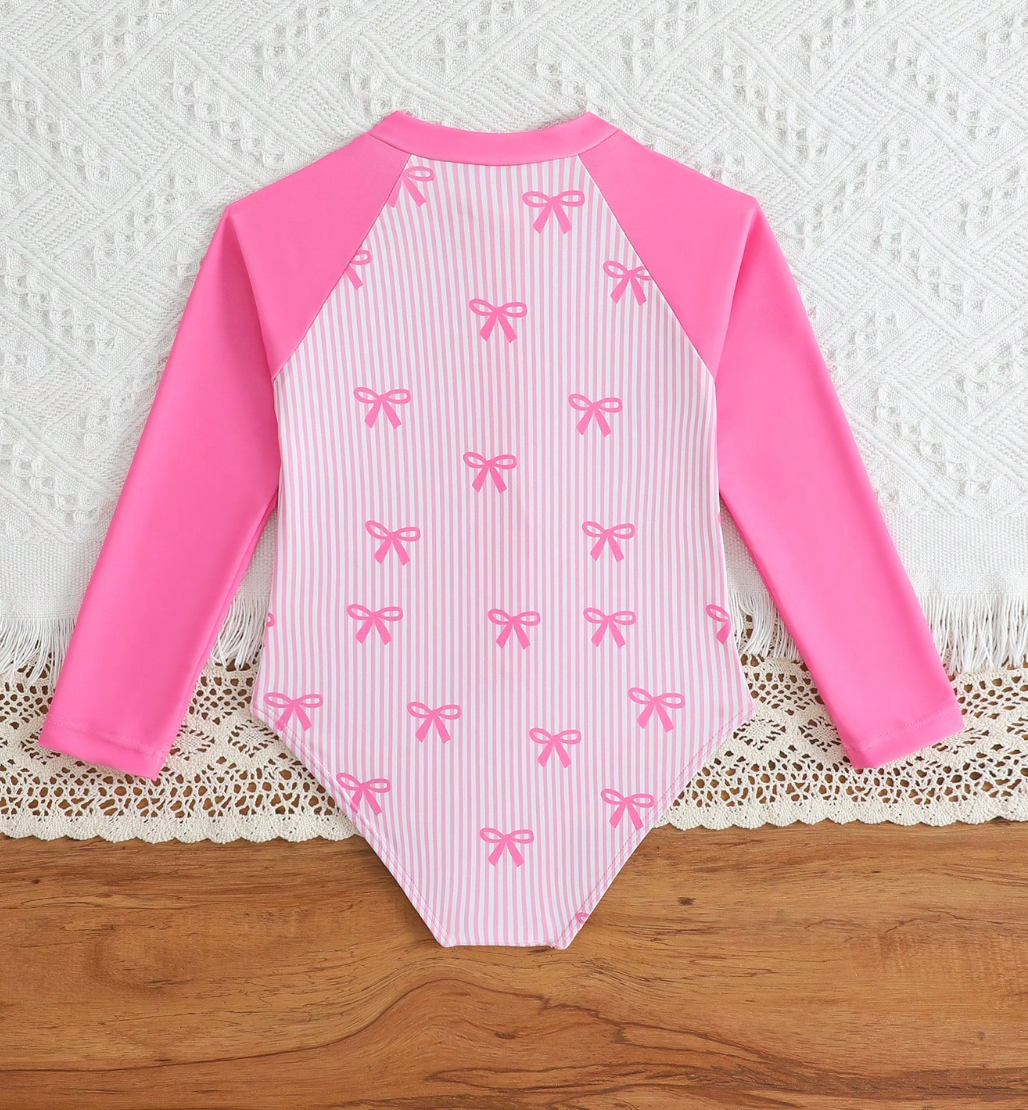 Traje de baño chongos Coquette niña pequeña fuscia