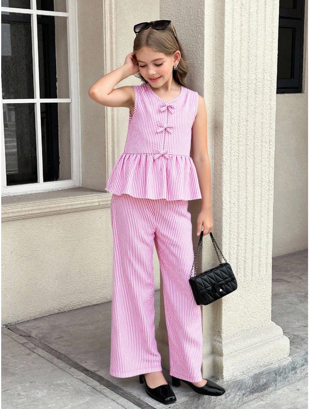 CONJUNTO RAYADO ROSA