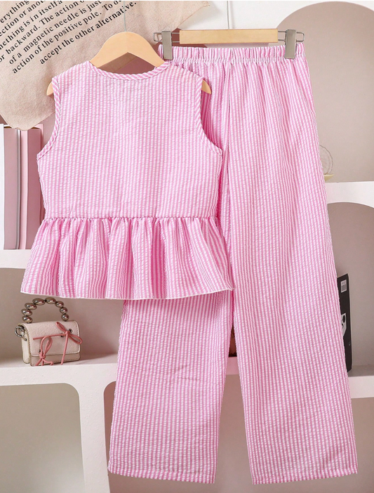 CONJUNTO RAYADO ROSA