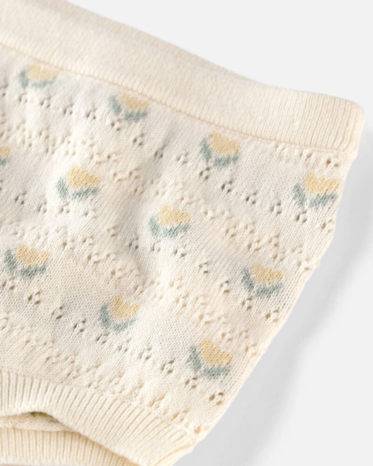 CONJUNTO DE TEJIDO FLORAL BEIGE