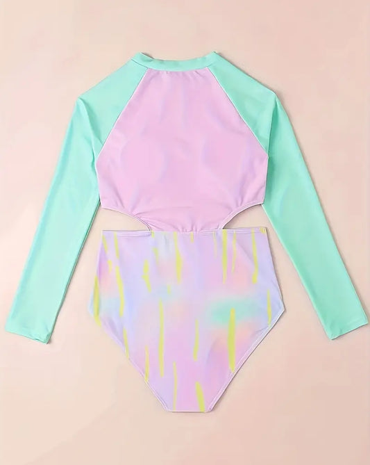 Traje de Baño Manga Larga Multicolor crop