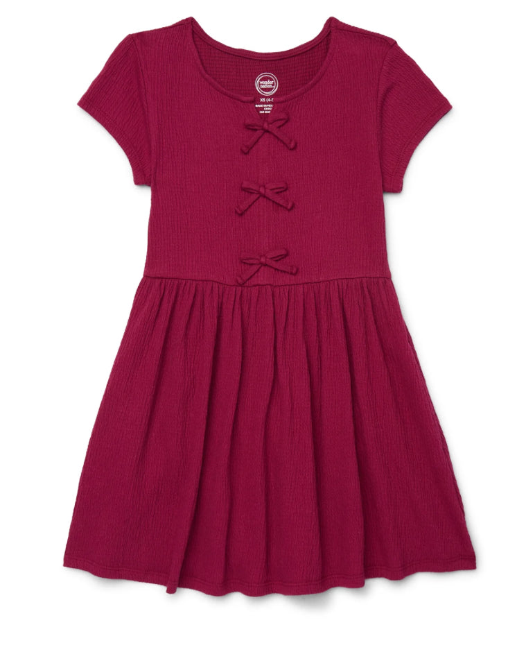 Vestido Rojo Vino con Chongos