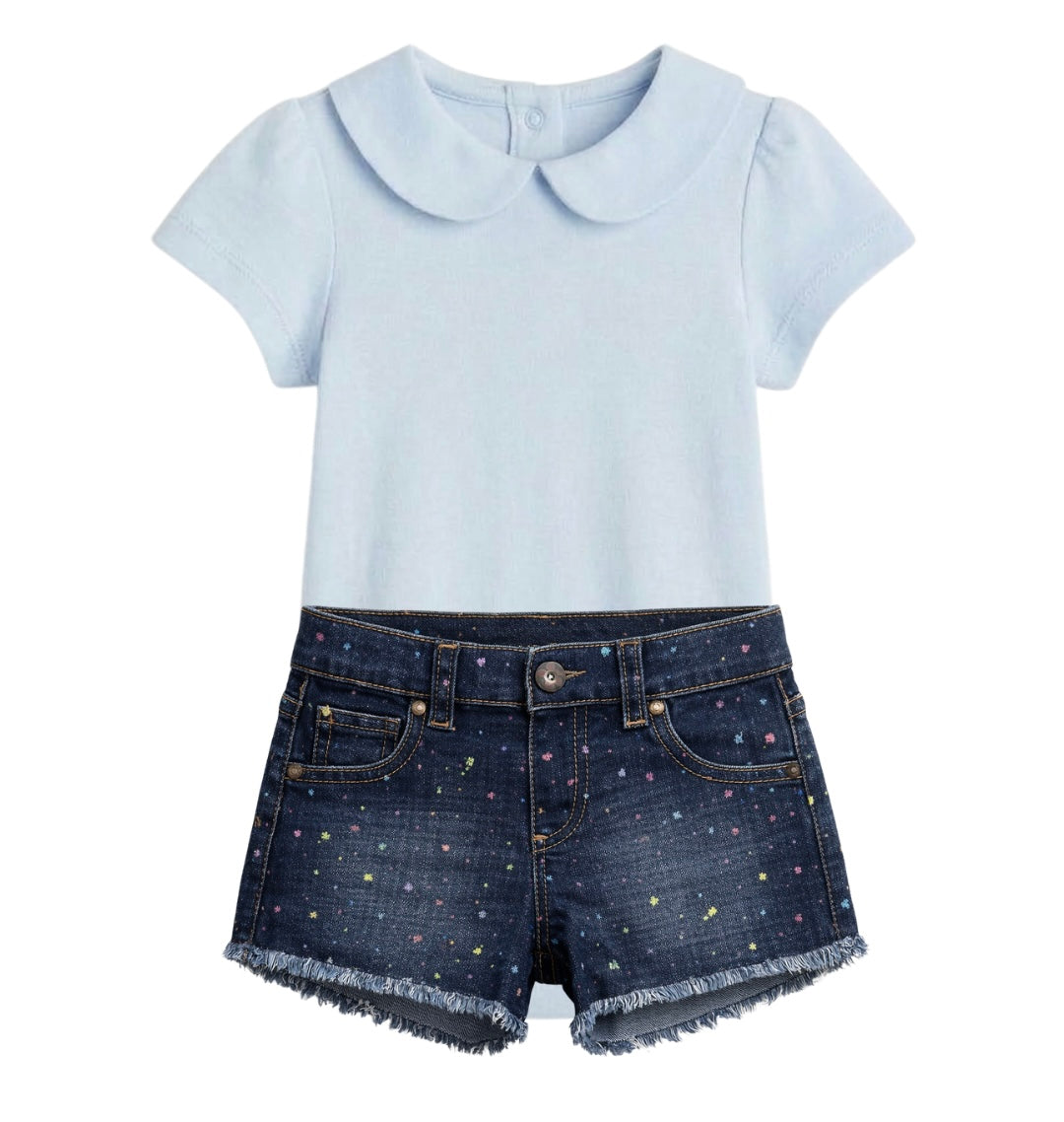 Conjunto bebé mameluco y short