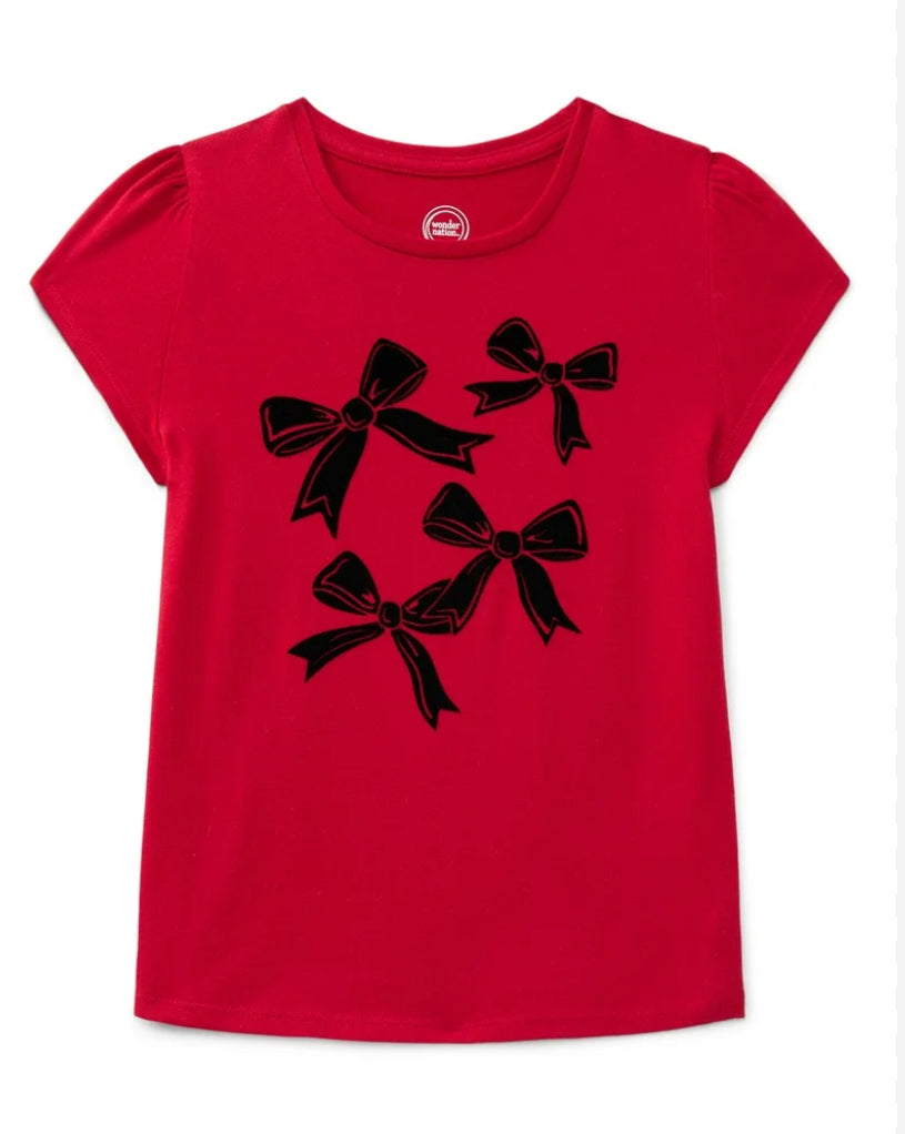 Camisa roja con moños negros