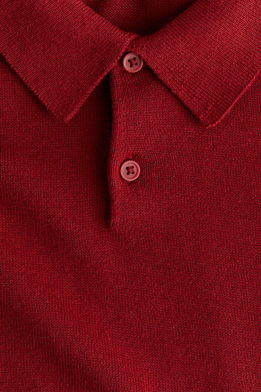 CAMISA POLO MANGA LARGA ROJO VINO H&M