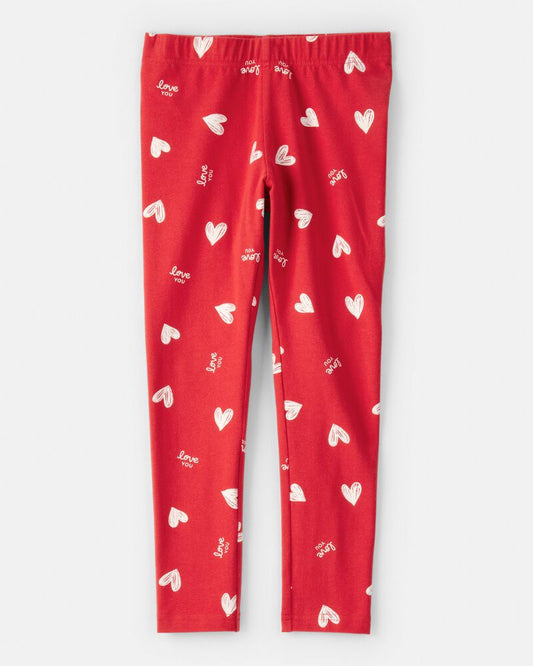 Legging roja corazones blancos