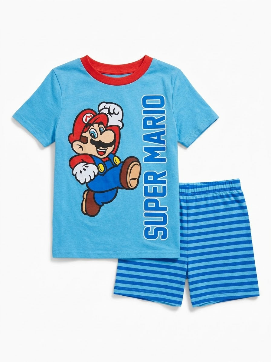 PIJAMA SHORT AZUL SUPER MARIO