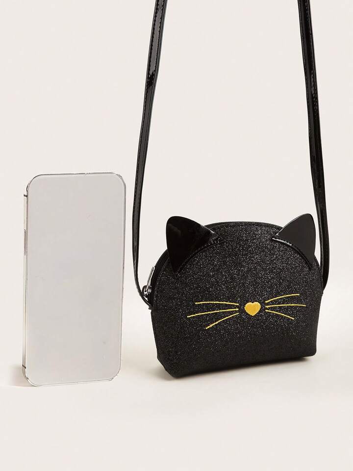 MINI BOLSO NEGRO DE GATITA ESCARCHADO