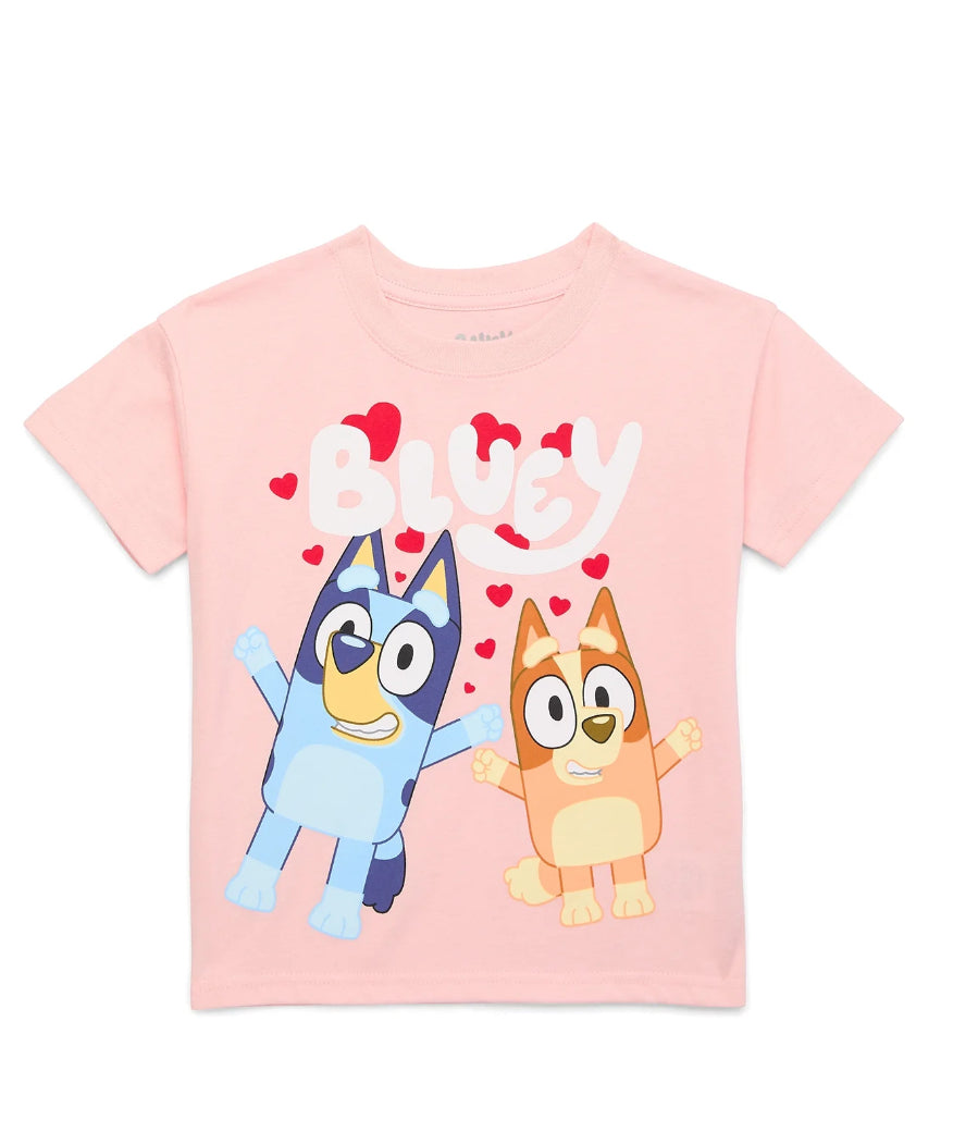 Camiseta Bluey y bingo Rosada San valentin