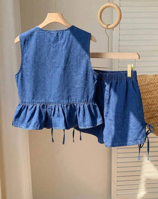 CONJUNTO SHORT AZUL DENIM TEEN