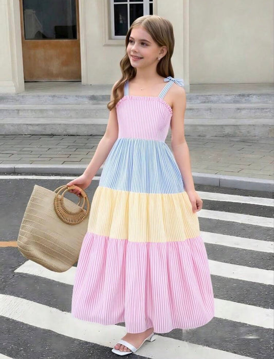 VESTIDO LARGO DE COLORES TIRANTES