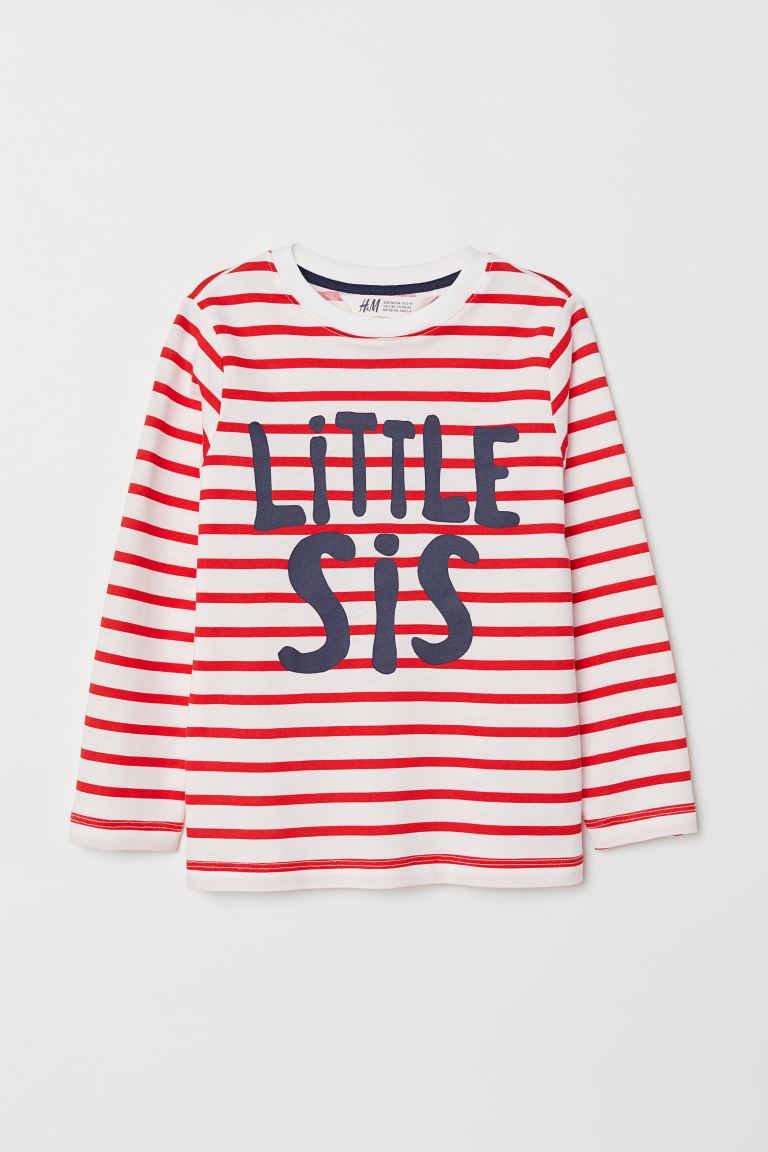 Camiseta Manga Larga Rayada "Little Sis"