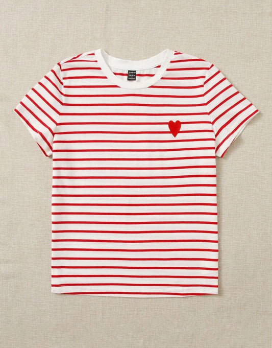 Camiseta roja Corazon Rayada