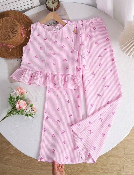 CONJUNTO RAYADO ROSA CHONGUITOS, BLANCO