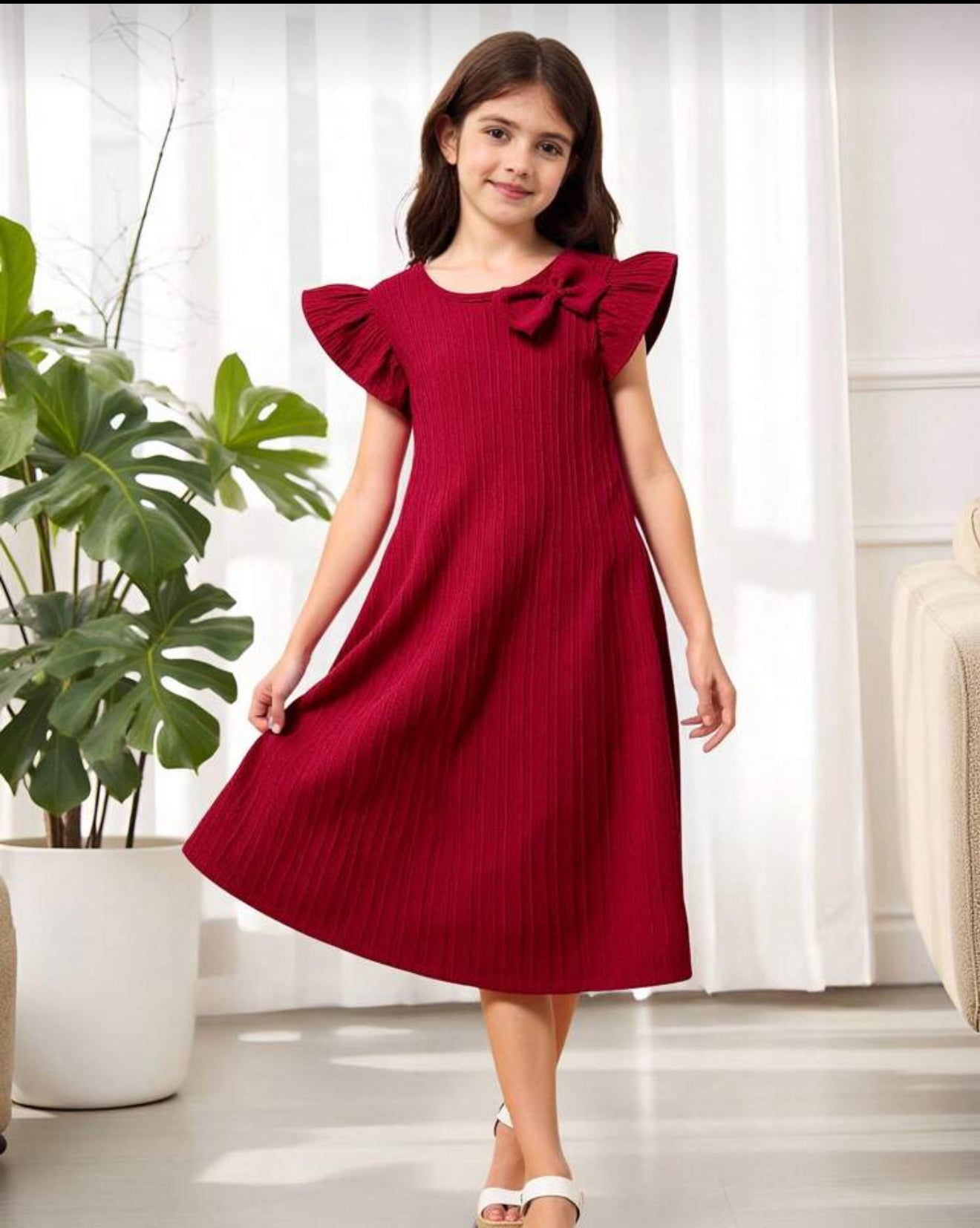 VESTIDO MANGAS VUELO Y CHONGO