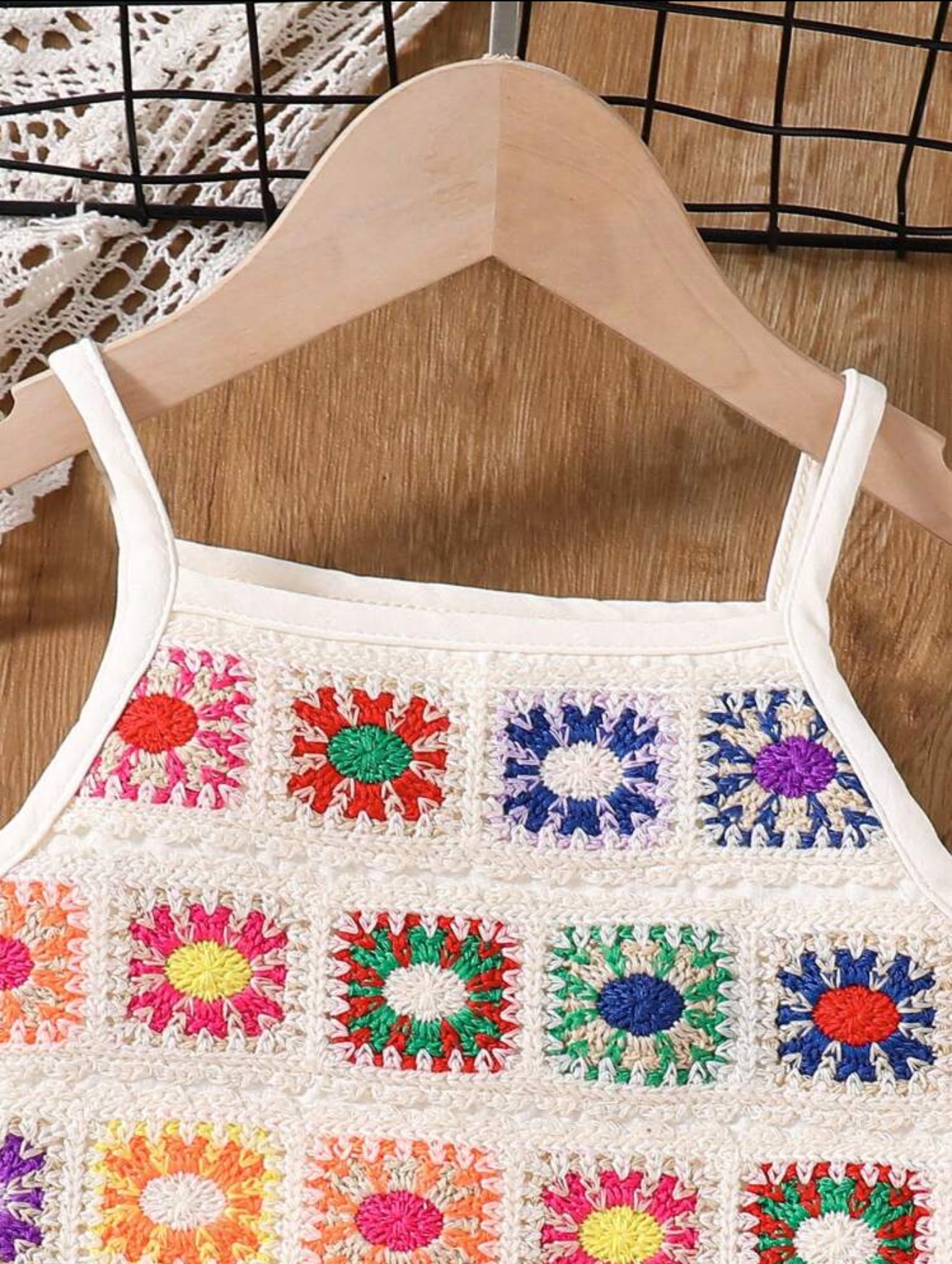 Set manta con flores crochet
