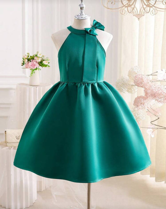 VESTIDO VERDE CON CHONGO DE SATIN