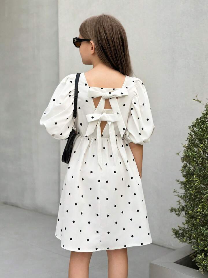 VESTIDO BLANCO CON PUNTITOS NEGROS