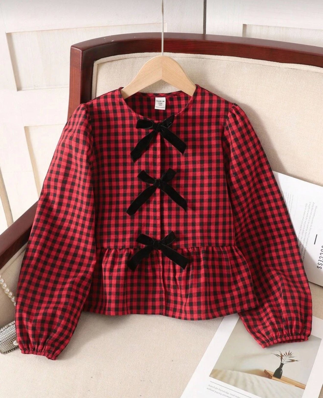 Blusa chongos rojo cuadriculada
