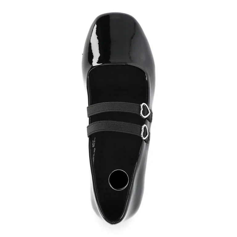 Flats Negras doble correa Charol