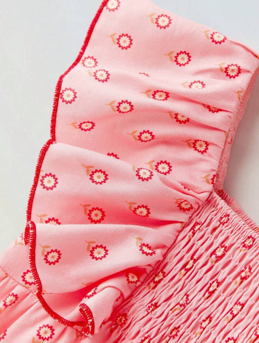 Vestido flores salmon