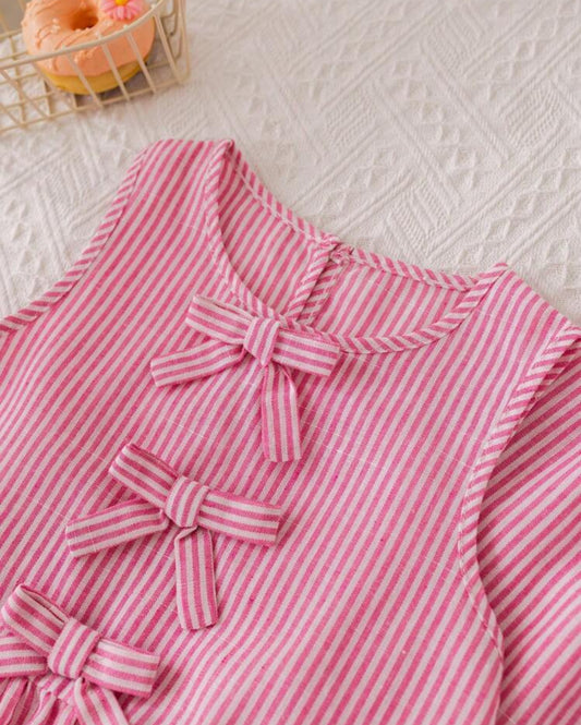 Conjunto pant y vest niña rayas rosadas