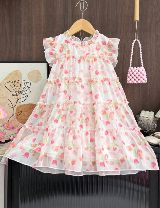 Vestido flores tulipanes rosa