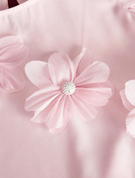 Conjunto rosa con flores 3D