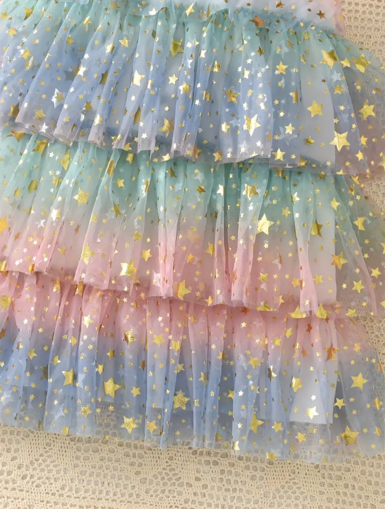 Vestido Estrellitas doradas tul