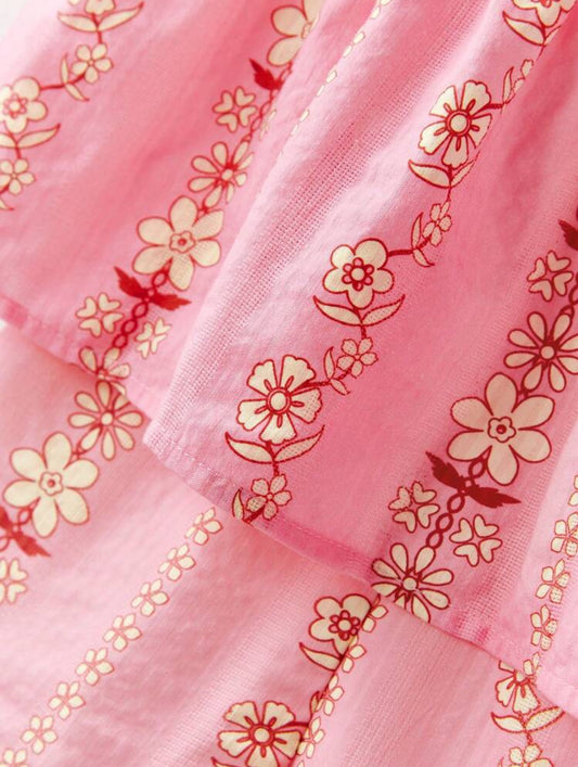 Conjunto short y top florecitas rosadas