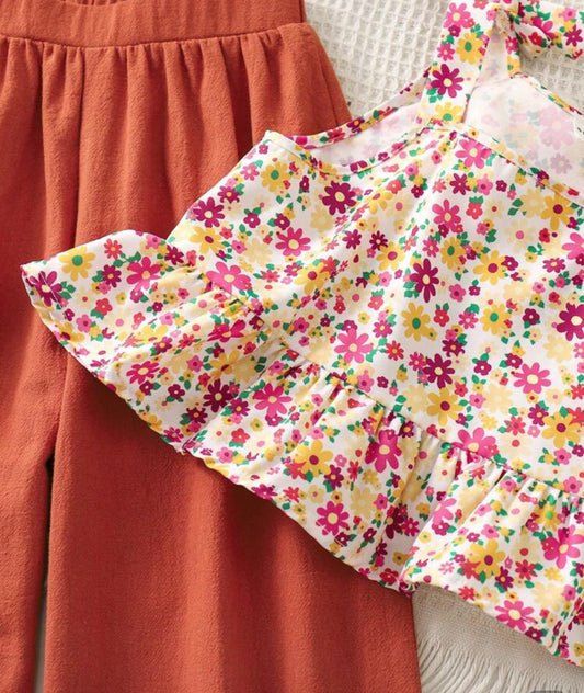 set palazzo y top flores