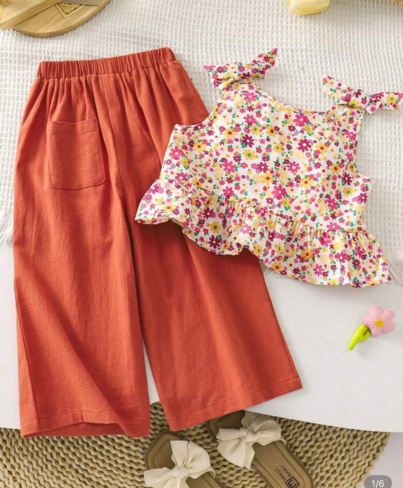 set palazzo y top flores