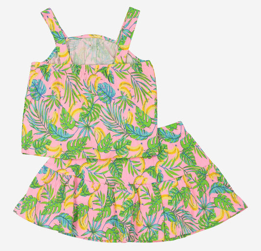 conjunto bananas y palmeras