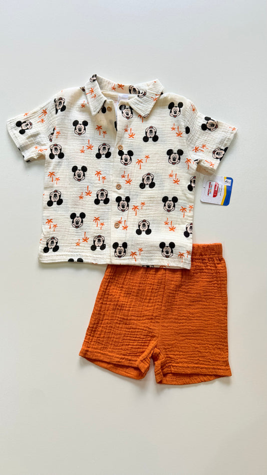 Conjunto Mickey algodón color naranja